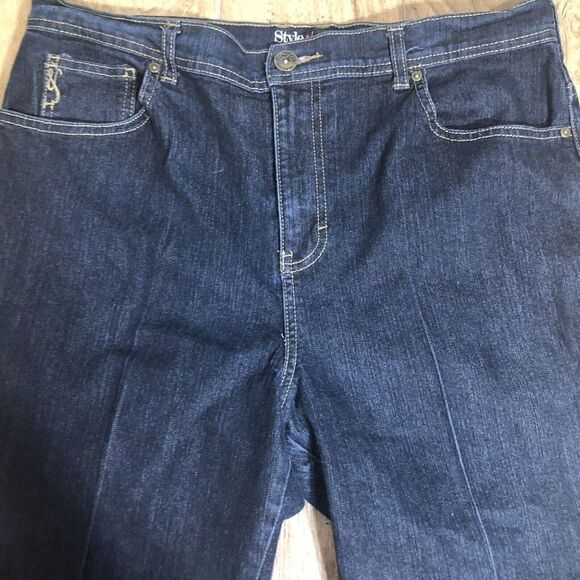 Style & Co Jeans Cropped Natural Fit 14 Dark Wash Stretch Comfort Chic High Rise - Picture 7 of 9